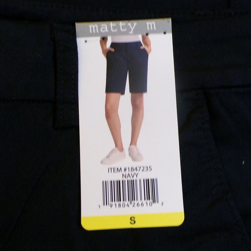 MATTY M 2 NWT Women's Bermuda Shorts Flat Front Blue & Navy Size Small - Picture 8 of 9